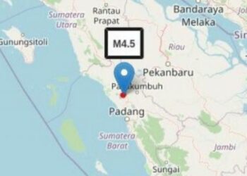 Bukittinggi Sumbar Diguncang 2 Kali Gempa Sabtu Siang Ini